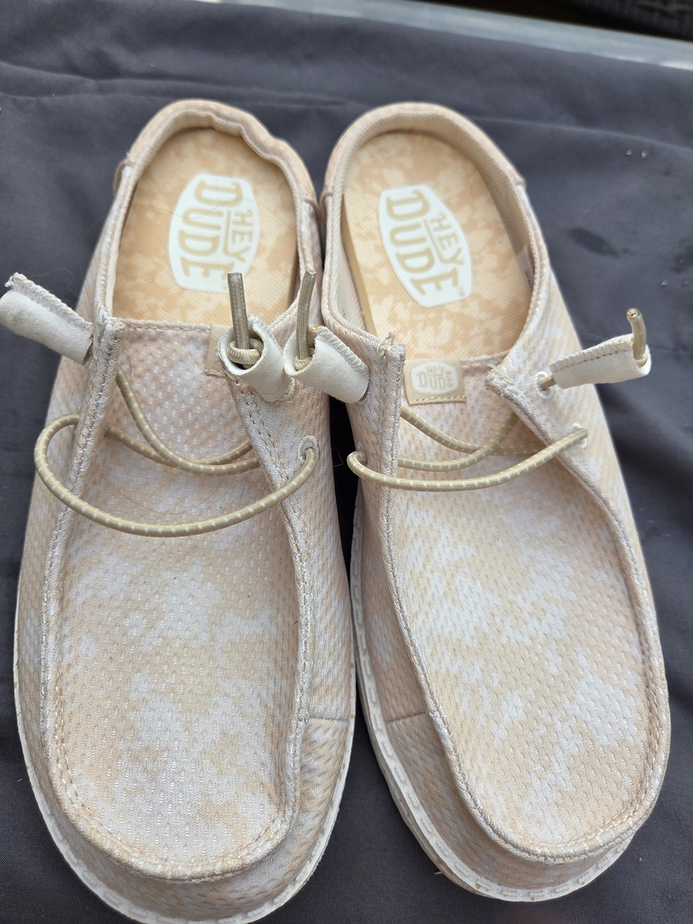 Hey Dude Wendy Womens Slip-On Party Animal Mules in Light Beige